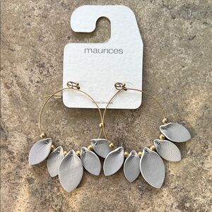 Maurices Gold and Lilac Leaf Charm Earrings